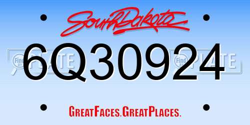 6Q30924 South Dakota License Plate