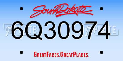 6Q30974 South Dakota License Plate