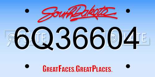 6Q36604 South Dakota License Plate