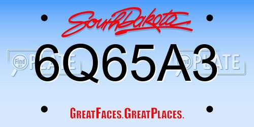 6Q65A3 South Dakota License Plate