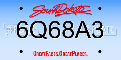 6Q68A3 South Dakota License Plate
