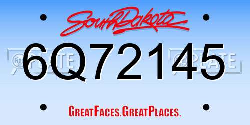 6Q72145 South Dakota License Plate