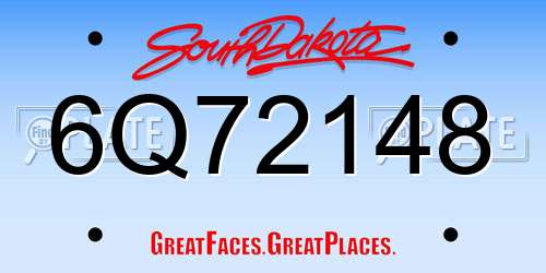 6Q72148 South Dakota License Plate