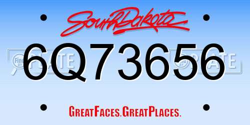 6Q73656 South Dakota License Plate