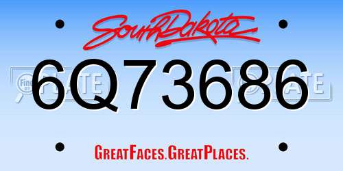 6Q73686 South Dakota License Plate