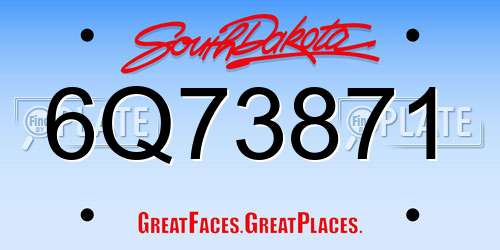6Q73871 South Dakota License Plate