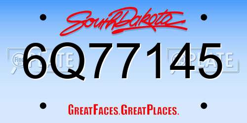 6Q77145 South Dakota License Plate