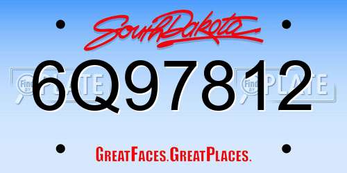 6Q97812 South Dakota License Plate