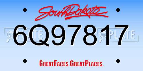 6Q97817 South Dakota License Plate