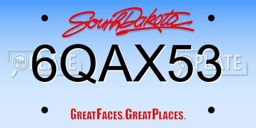 6QAX53 South Dakota License Plate