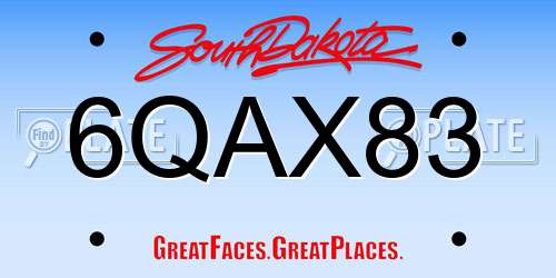 6QAX83 South Dakota License Plate