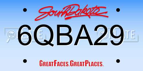 6QBA29 South Dakota License Plate