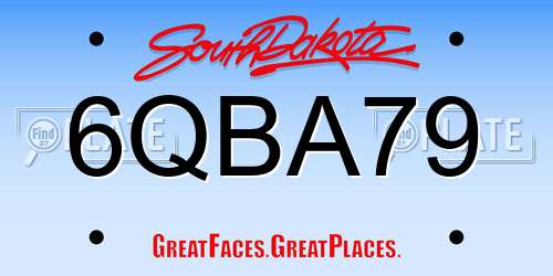 6QBA79 South Dakota License Plate
