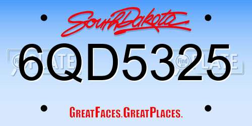 6QD5325 South Dakota License Plate