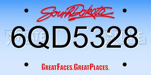 6QD5328 South Dakota License Plate