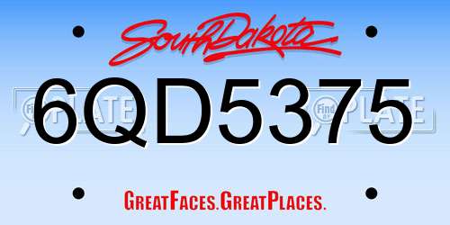 6QD5375 South Dakota License Plate