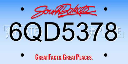 6QD5378 South Dakota License Plate