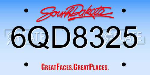 6QD8325 South Dakota License Plate