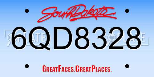 6QD8328 South Dakota License Plate