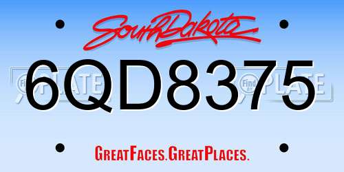 6QD8375 South Dakota License Plate