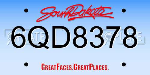 6QD8378 South Dakota License Plate
