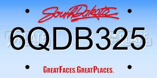 6QDB325 South Dakota License Plate