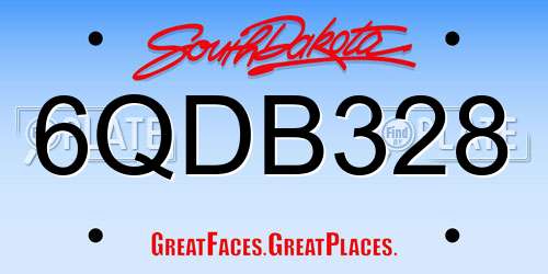 6QDB328 South Dakota License Plate