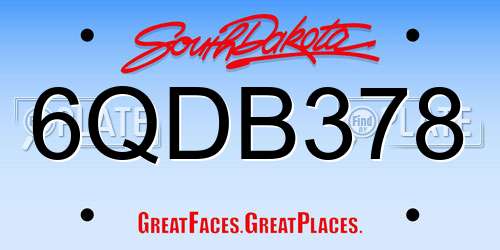 6QDB378 South Dakota License Plate