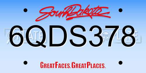 6QDS378 South Dakota License Plate