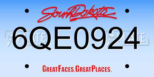 6QE0924 South Dakota License Plate