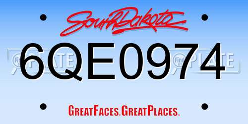 6QE0974 South Dakota License Plate