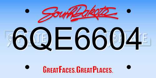6QE6604 South Dakota License Plate