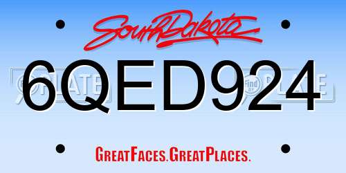 6QED924 South Dakota License Plate