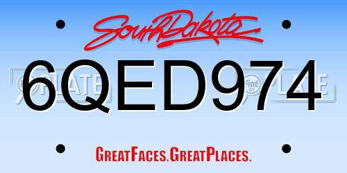 6QED974 South Dakota License Plate