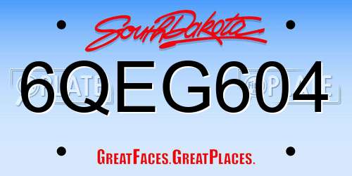6QEG604 South Dakota License Plate