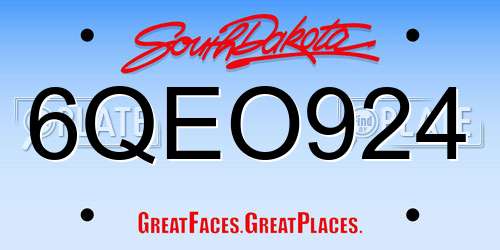 6QEO924 South Dakota License Plate