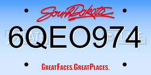 6QEO974 South Dakota License Plate