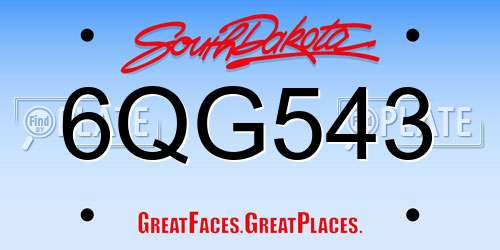 6QG543 South Dakota License Plate