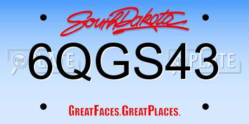 6QGS43 South Dakota License Plate