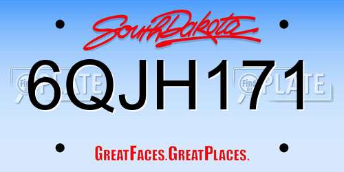 6QJH171 South Dakota License Plate