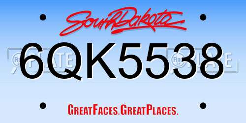 6QK5538 South Dakota License Plate