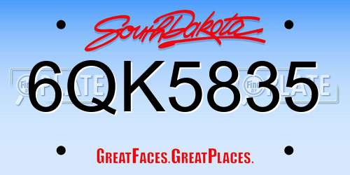 6QK5835 South Dakota License Plate