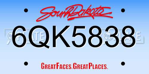 6QK5838 South Dakota License Plate