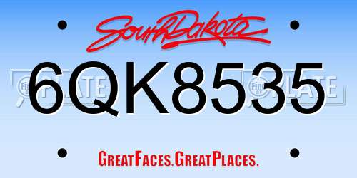 6QK8535 South Dakota License Plate