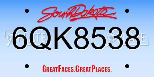6QK8538 South Dakota License Plate