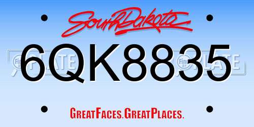 6QK8835 South Dakota License Plate