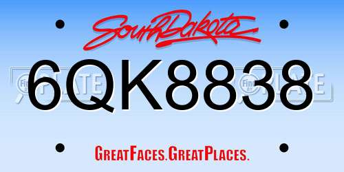 6QK8838 South Dakota License Plate