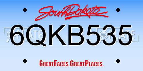 6QKB535 South Dakota License Plate