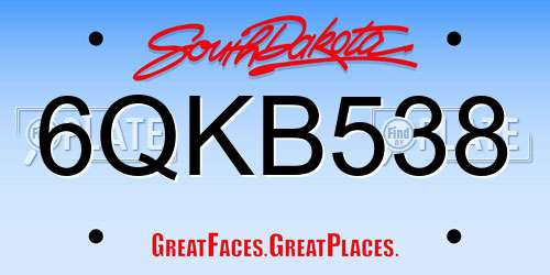 6QKB538 South Dakota License Plate
