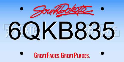 6QKB835 South Dakota License Plate